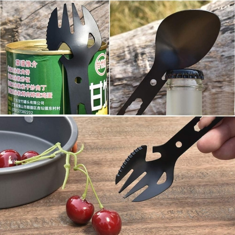 Tacam turistic 5 in 1, Dodaco, multifunctional, negru, 18x4x1.5 cm [2]