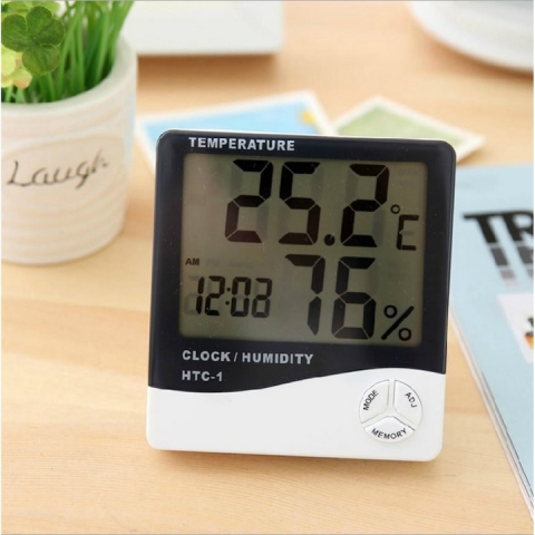 Termohigrometru digital cu ceas si memorie min/max, afisaj LCD mare, monitorizare temperatura si umiditate, 9 x 2 x 10 cm [10]