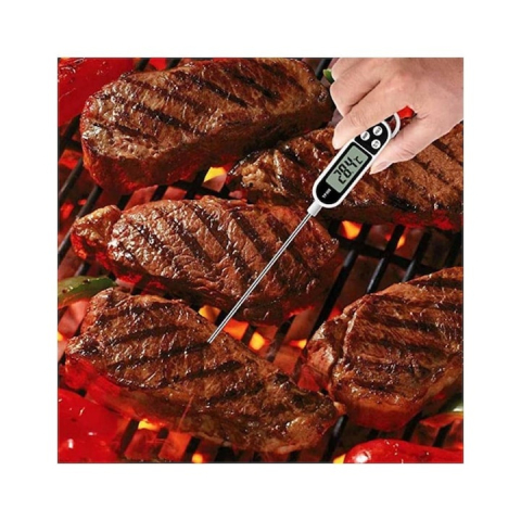 Termometru alimentar digital cu sonda din otel inoxidabil, ecran LCD si functia HOLD, interval -50°C pana la +300°C, alb/negru [2]