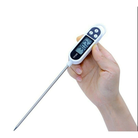 Termometru alimentar digital cu sonda din otel inoxidabil, ecran LCD si functia HOLD, interval -50°C pana la +300°C, alb/negru [9]