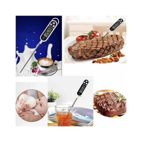 Termometru alimentar digital cu sonda din otel inoxidabil, ecran LCD si functia HOLD, interval -50°C pana la +300°C, alb/negru [4]