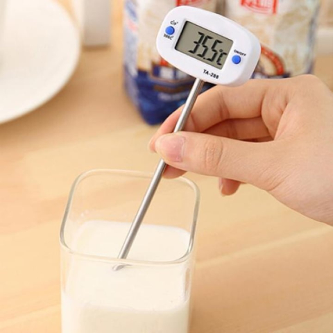 Termometru de bucatarie cu sonda din otel inoxidabil, ecran LCD, buton ON/OFF, capac detasabil, lungime 19 cm, 300°C [2]