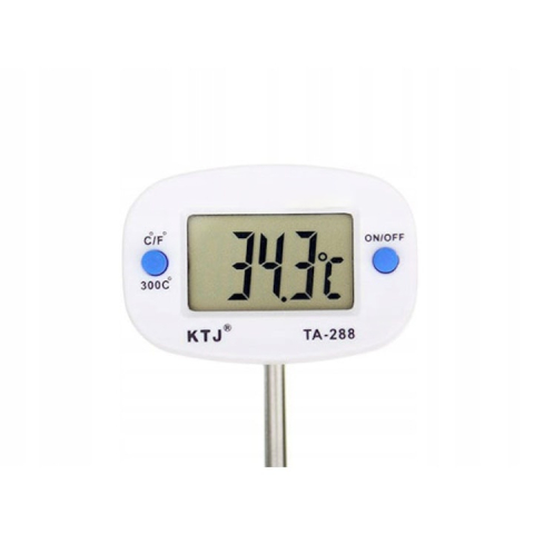 Termometru de bucatarie cu sonda din otel inoxidabil, ecran LCD, buton ON/OFF, capac detasabil, lungime 19 cm, 300°C [7]