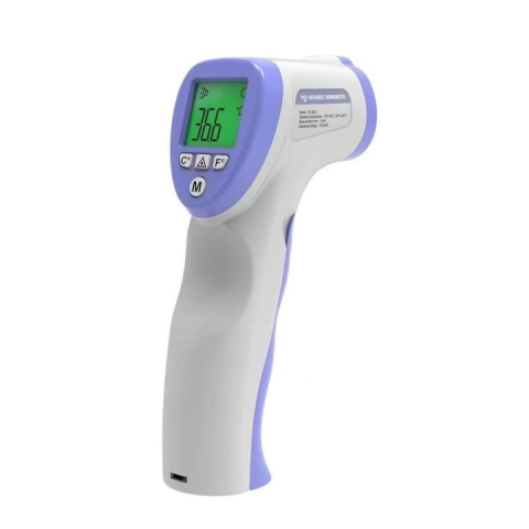 Termometre - Termometru digital fara contact, precizie ridicata, pentru temperatura corpului uman, bebelusi, 32-42°C - Alb, mov