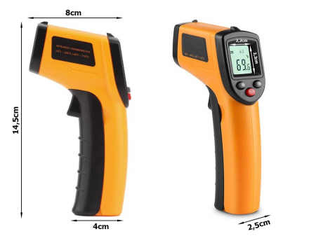 Termometru non-contact cu infrarosu,interval masurare -50 +380 grade Celsius - Portocaliu [4]