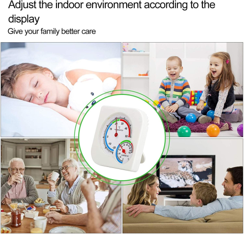 Termometru si higrometru analog, alb, -20°C pana la +50°C, 7.5 x 1.3 cm – monitorizare precisa a temperaturii si umiditatii ambientale [9]