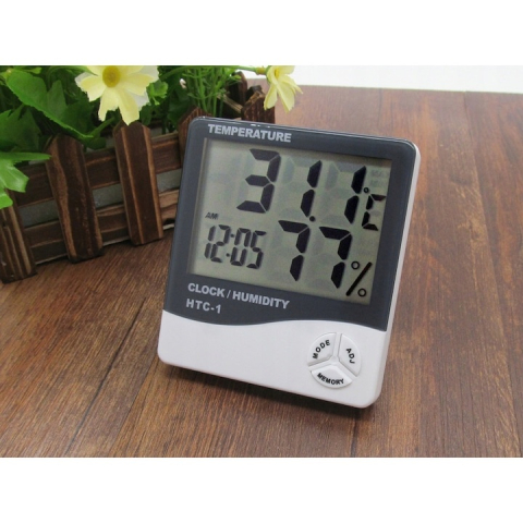 Termometru si higrometru digital cu sonda pentru exterior, afisaj LCD, ceas si alarma, alb – masurare precisa a temperaturii si umiditatii interioare/exterioare [7]