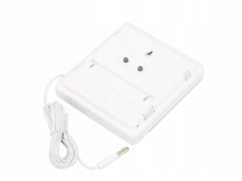 Termometru si higrometru digital cu sonda pentru exterior, afisaj LCD, ceas si alarma, alb – masurare precisa a temperaturii si umiditatii interioare/exterioare [4]