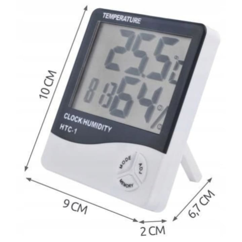 Termometru si higrometru digital de camera, cu ceas, culoare alba – masurare precisa a temperaturii si umiditatii ambientale [1]