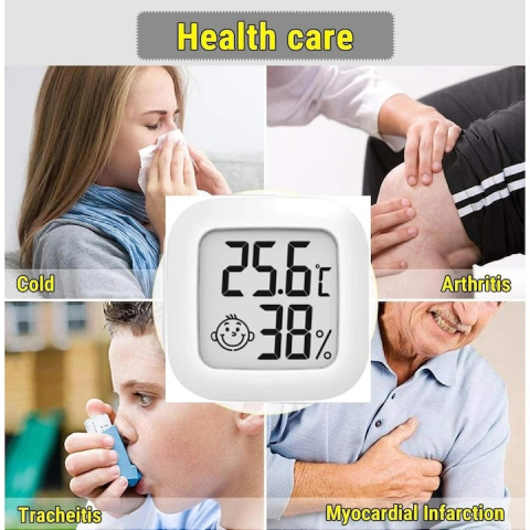 Termometru si higrometru digital de camera, LCD, alb, 45x45x13 mm – afisaj clar, masurare precisa a temperaturii si umiditatii [3]