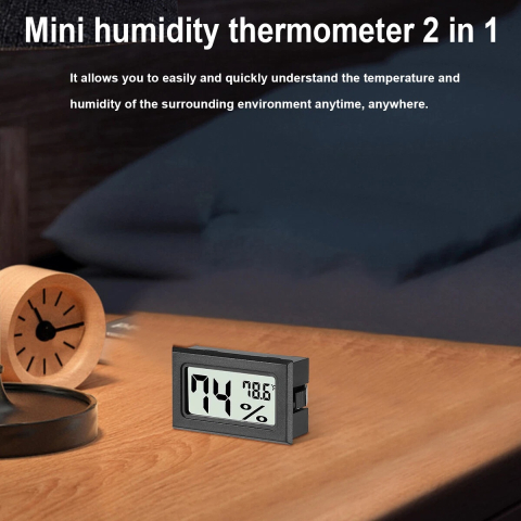 Termometru si higrometru digital LCD, negru, 1.5 x 4.7 x 2.7 cm, monitorizare temperatura si umiditate [5]