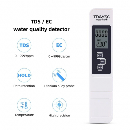 Set testere apa digitale profesionale, calitate apa 4in1, TDS,EC,PH si temperatura [2]