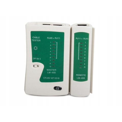 Tester cablu de retea RJ45/RJ11, cu functie de scanare automata normala/rapida si husa de depozitare, 10x10x3 cm, negru [1]