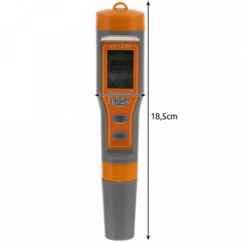Tester digital apa, afisaj LCD, temperatura si pH, pentru uz casnic, piscina, acvariu, portocaliu/gri [4]