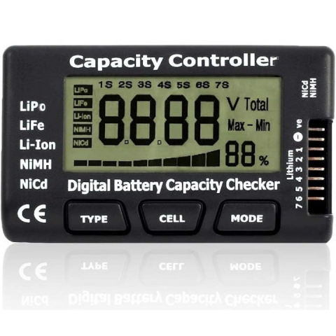 Multimetre - Tester digital pentru masurarea capacitatii bateriiilor de tip LiPo, NiMH, Li-Ion - Negru