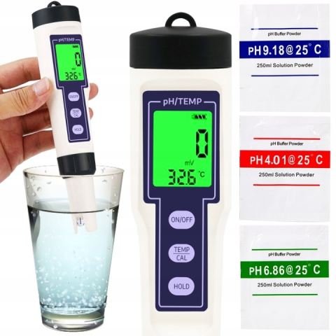 ELECTRONICE - Tester digital pentru pH apa 18 x 4 x 4 cm, 3 in 1, cu masurare temperatura, ATC, calibrare in 3 puncte, pentru acvarii, piscine si apa potabila