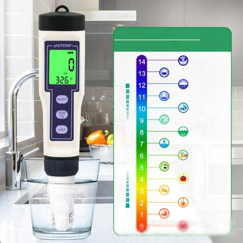 Tester digital pentru pH apa 18 x 4 x 4 cm, 3 in 1, cu masurare temperatura, ATC, calibrare in 3 puncte, pentru acvarii, piscine si apa potabila [1]