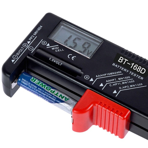 Tester digital pentru tensiunea bateriilor, afisaj LCD, compatibil 1.5V-9V, universal pentru baterii uzuale, negru [5]