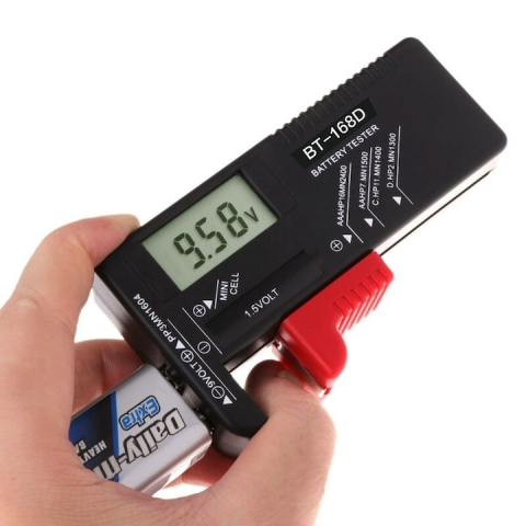 Tester digital pentru tensiunea bateriilor, afisaj LCD, compatibil 1.5V-9V, universal pentru baterii uzuale, negru [3]