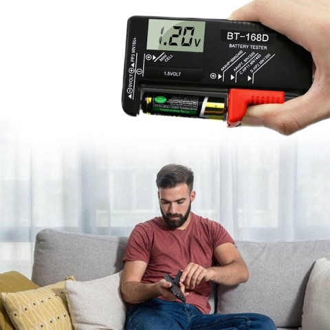 Tester digital pentru tensiunea bateriilor, afisaj LCD, compatibil 1.5V-9V, universal pentru baterii uzuale, negru [11]