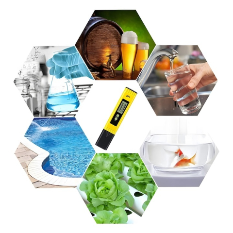 Tester digital pH pentru apa, gama 0.00–14.00, precizie 0.01, autocalibrare, solutii tampon incluse, afisaj LCD, husa protectie, galben-negru [7]