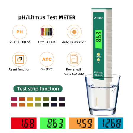 Tester apa profesional,digital, model Plus, pentru testarea PH-ului din apa - Verde [2]