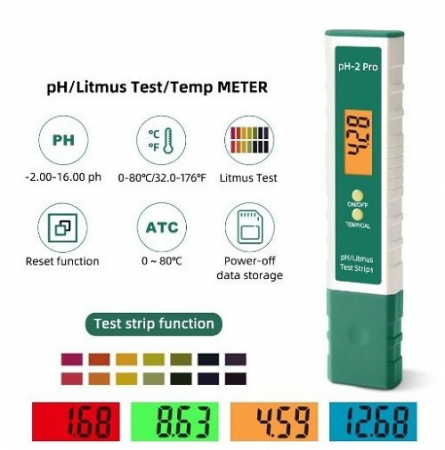 Tester apa profesional,digital, model Pro, pentru testarea PH-ului din apa - Verde [2]
