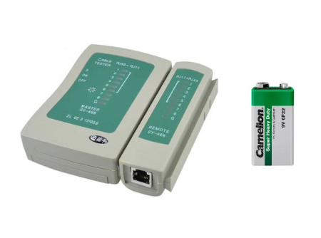 Instrumente LAN - Tester cablu de retea LAN mufe RJ,RJ45 + baterie 9V