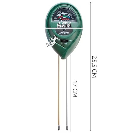 Tester sol 3in1 cu 2 sonde pentru masurare PH, umiditate si lumina - Verde [2]
