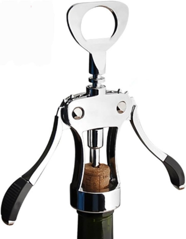 Tirbuson cu brate din otel inoxidabil, desfacator vin si capace, ergonomic, 17.3 cm, argintiu [1]