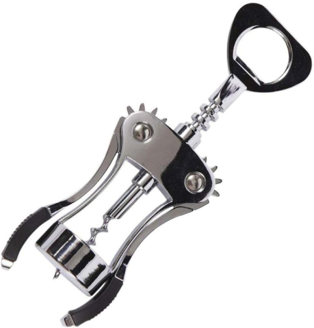 CASA & GRADINA - Tirbuson cu brate din otel inoxidabil, desfacator vin si capace, ergonomic, 17.3 cm, argintiu