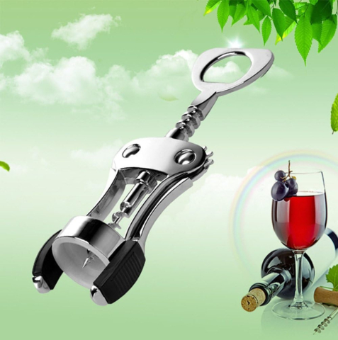 Tirbuson cu brate din otel inoxidabil, desfacator vin si capace, ergonomic, 17.3 cm, argintiu [6]