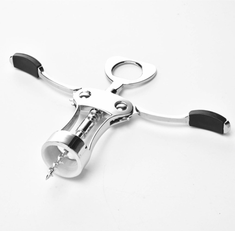 Tirbuson cu brate din otel inoxidabil, desfacator vin si capace, ergonomic, 17.3 cm, argintiu [2]