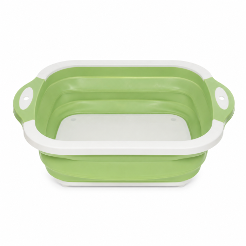 Diverse uz casnic - Tocator pliabil multifunctional 3 in 1 verde, vas pentru spalat legume si fructe, cos depozitare, tocator cu dop de scurgere, silicon si PVC, 38 x 29 x 11 cm