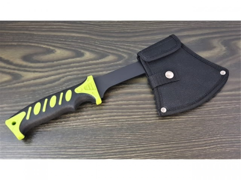Topor multifunctional, pentru camping, drumetii, 30 cm, verde, husa inclusa [7]