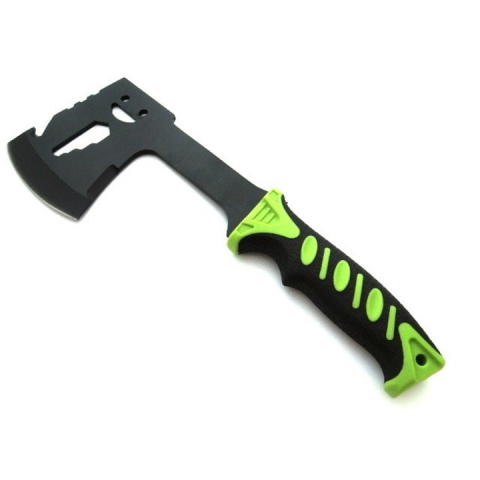 Camping - Topor multifunctional, pentru camping, drumetii, 30 cm, verde, husa inclusa