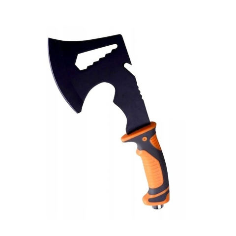 Topor multifunctional, supravietuire, camping, otel, maner anti-alunecare, 30 cm, husa inclusa, portocaliu [4]