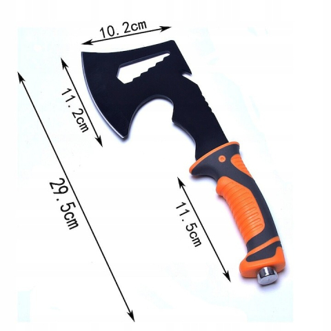 Topor multifunctional, supravietuire, camping, otel, maner anti-alunecare, 30 cm, husa inclusa, portocaliu [1]