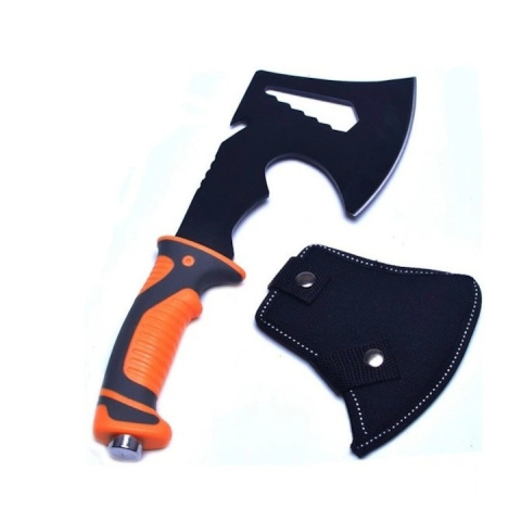 Diverse camping - Topor multifunctional, supravietuire, camping, otel, maner anti-alunecare, 30 cm, husa inclusa, portocaliu