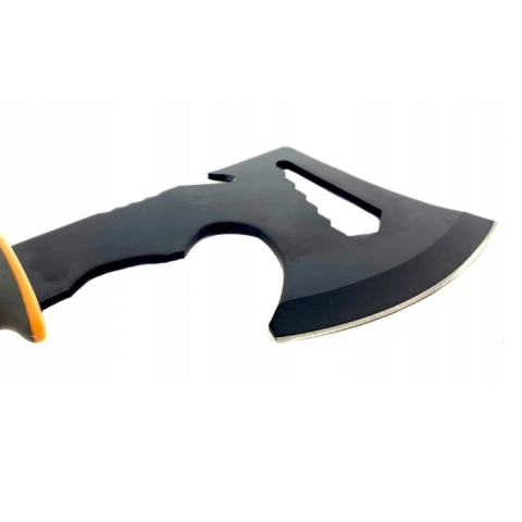 Topor multifunctional, supravietuire, camping, otel, maner anti-alunecare, 30 cm, husa inclusa, portocaliu [2]