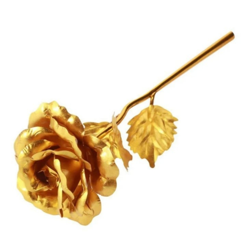 Trandafir artificial, suflat cu aur 24K, cutie eleganta, punga de cadou inclusa, auriu [6]