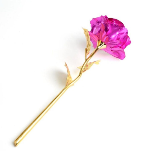 Trandafir artificial, suflat cu aur 24K, cutie eleganta, punga de cadou inclusa, roz [3]