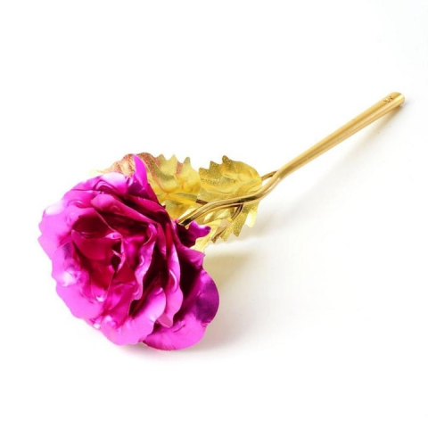 Trandafir artificial, suflat cu aur 24K, cutie eleganta, punga de cadou inclusa, roz [2]