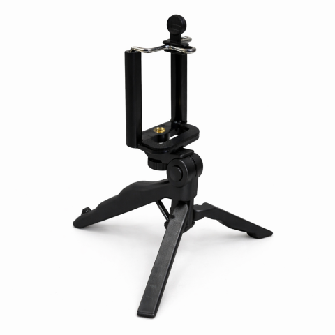 ECHIPAMENTE FOTO - Trepied de mana 2 in 1 tip pistol pentru telefon, suport smartphone universal reglabil 5.5–8.5 cm, montura 1/4 inch, ABS negru pentru vlogging si filmare