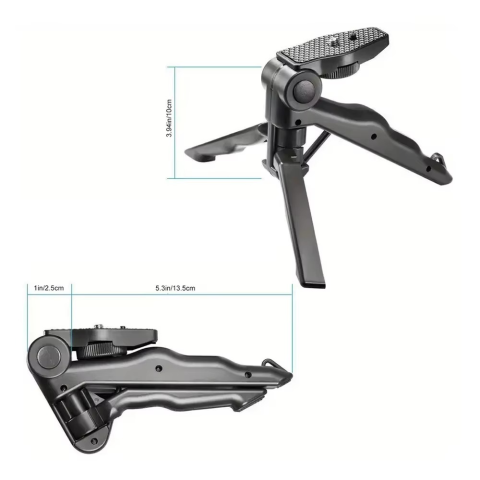 Trepied de mana multifunctional pentru telefon cu telecomanda Bluetooth si cap de bila metalic flexibil, suport smartphone reglabil 5.5–8.5 cm, montura 1/4 inch, design tip pistol pentru vlogging si s [3]