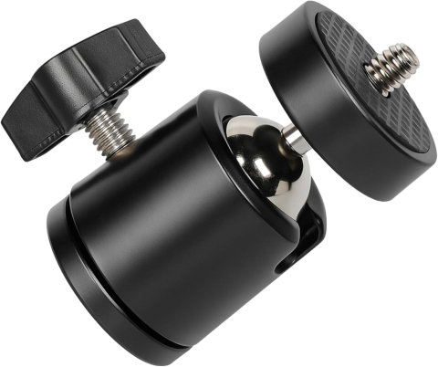 Trepied de masa 8.5 cm cu cap de bila metalic rotativ 360° si suport telefon extensibil rotativ landscape–portret 5.5–10 cm, montura 1/4 inch, ABS negru [2]