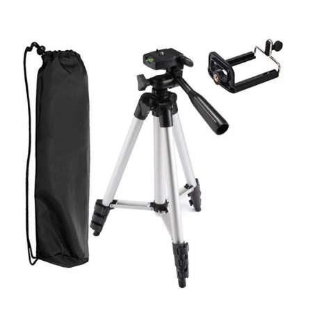 Trepiezi - Trepied foto universal 133 cm ,filet 1/4 cu suport de telefon - Gri