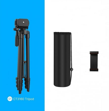 Trepied foto profesional 135 cm ,filet universal 1/4 cu suport de telefon - Negru [1]