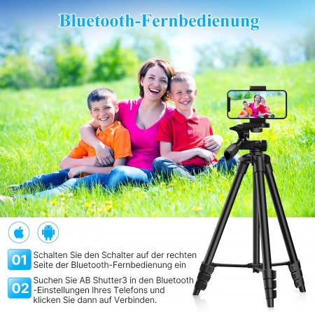 Trepied foto profesional 135 cm ,filet universal 1/4 cu suport de telefon si telecomanda Bluetooth - Negru [5]