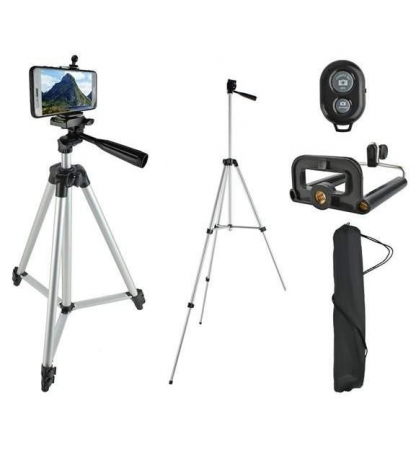 Trepiezi - Trepied foto universal 102 cm ,filet 1/4 cu suport de telefon si telecomanda bluetooth - Gri